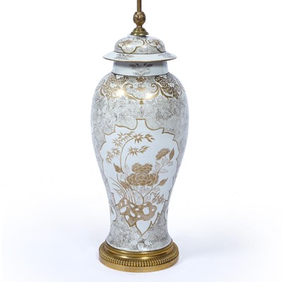 Lot 451 - A Continental porcelain lamp base