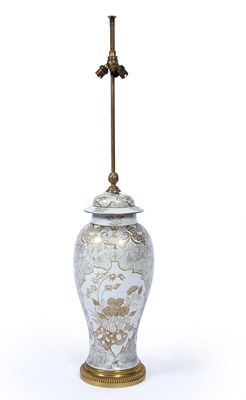 Lot 451 - A Continental porcelain lamp base