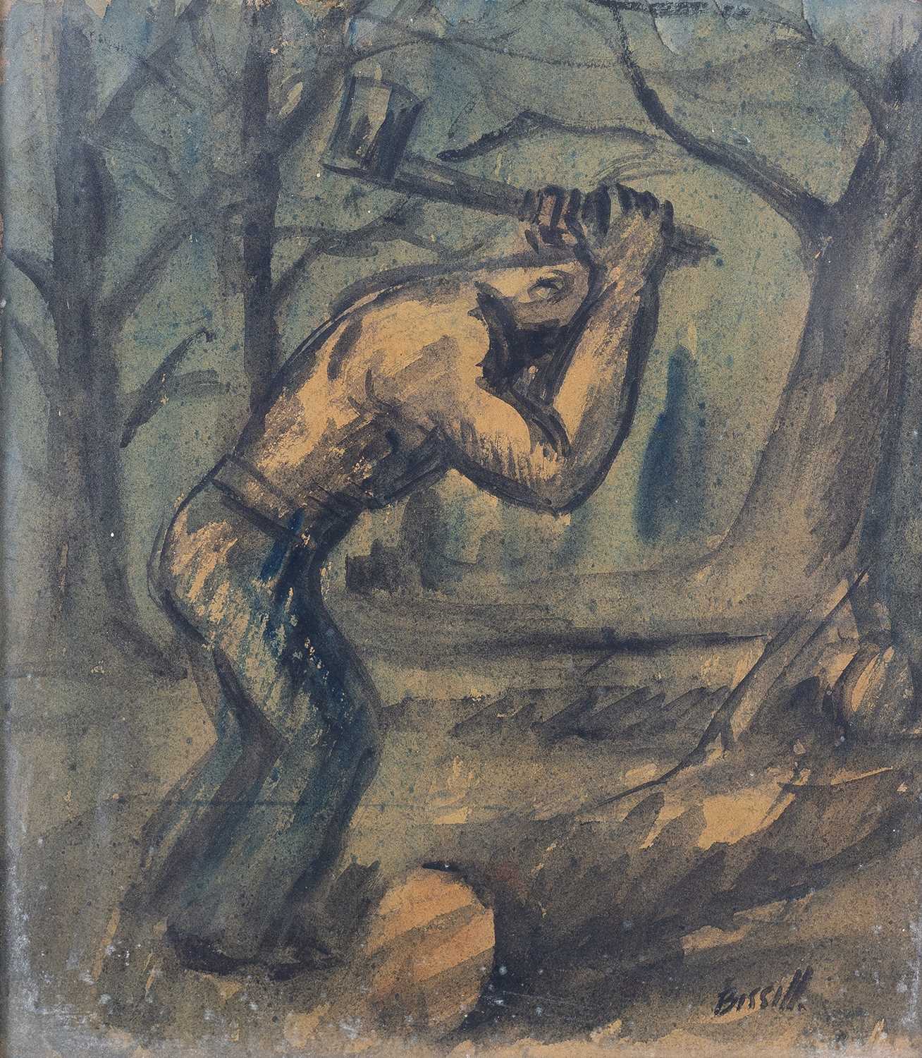 Lot 11 - George Bissill (1896-1973) Woodsman signed...