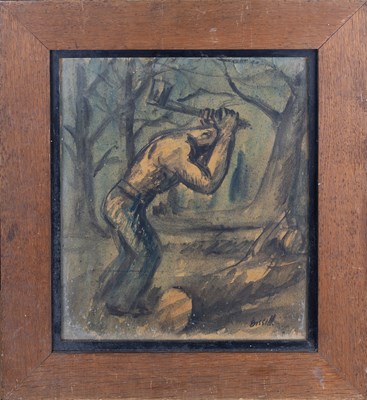 Lot 11 - George Bissill (1896-1973) Woodsman signed...