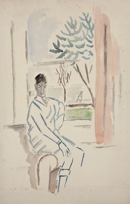 Lot 7 - George Bissill (1896-1973) Boy at the Window...