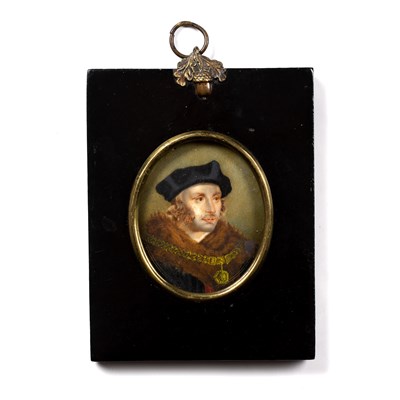 Lot 399 - After Hans Holbein An oval miniature portrait...