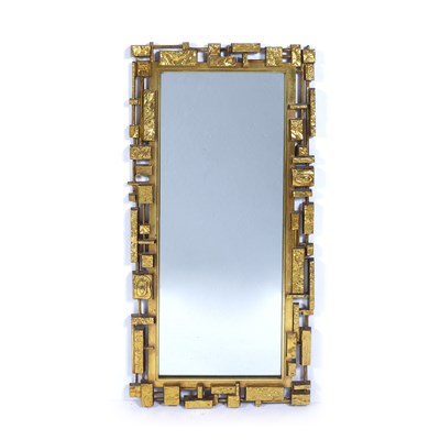 Lot 94 - Syroco (Brutalist style) mirror with gold...