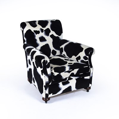 Lot 72 - Howard style Armchair, with black and white...