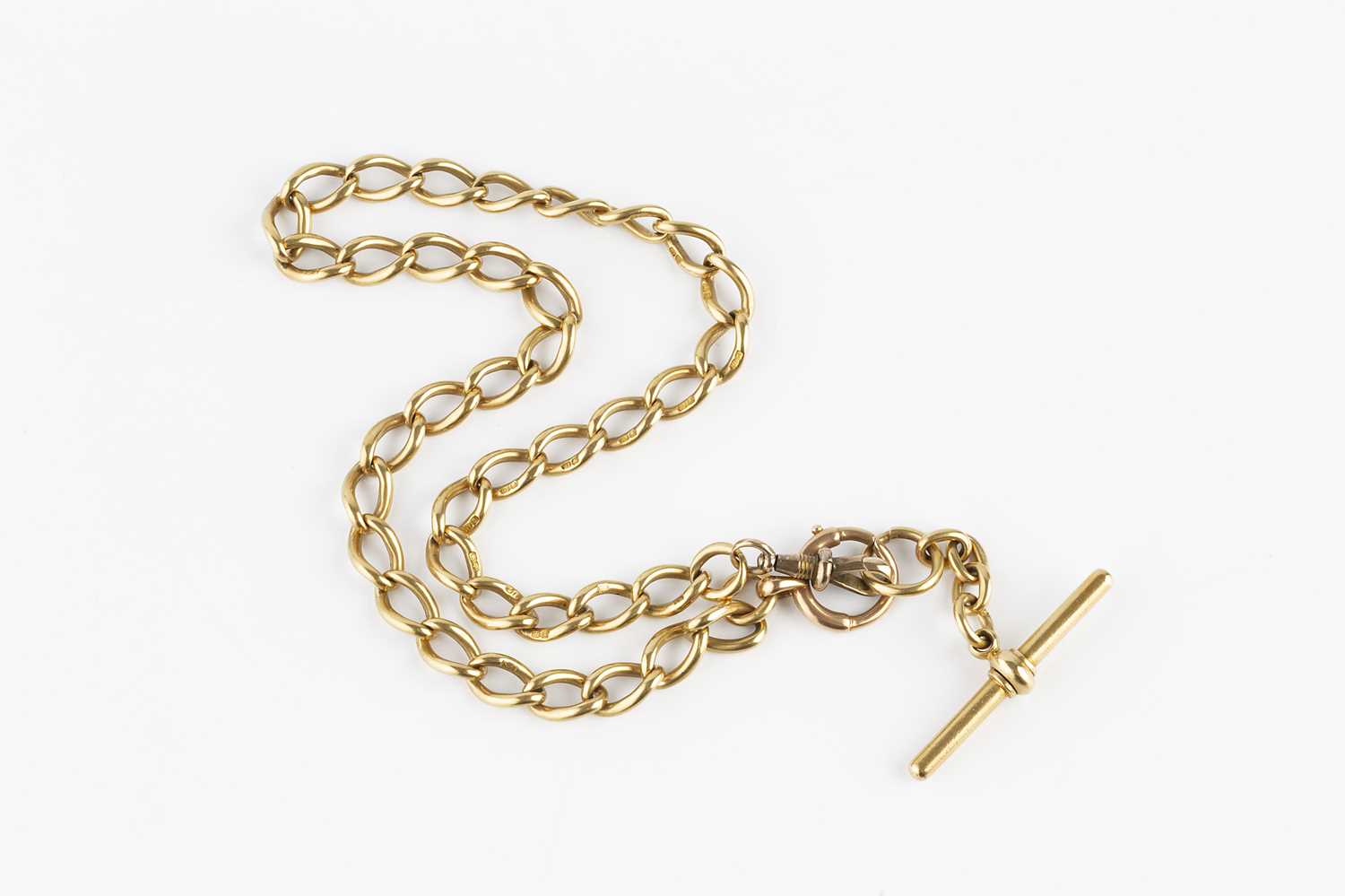 Lot 4 - An 18ct gold Albert chain, of curb-link design,...