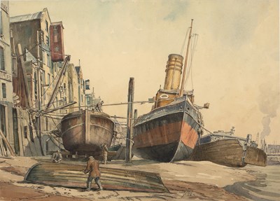 Lot 160 - Norman Thomas Janes (1892-1980) Thames-side...