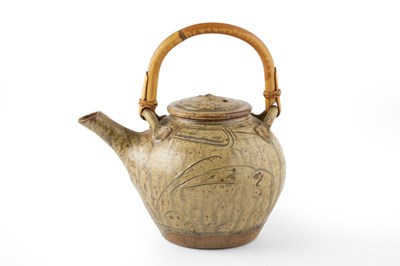 Lot 548 - Jim Malone (b.1946) Teapot green ash glaze and...