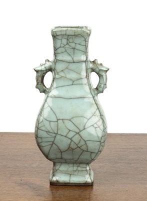 Lot 115 - Longquan crackle glaze two handled vase...