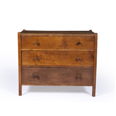 Lot 106 - Attributed to Heals oak chest of drawers,...