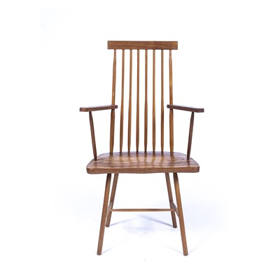 Lot 52 - 20th Century Oak stickback armchair, unmarked,...