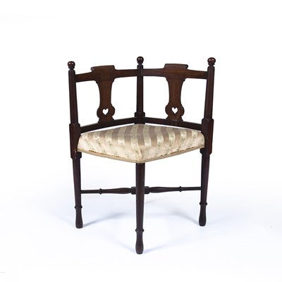 Lot 79 - Arts and Crafts Mahogany, corner chair with...