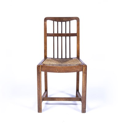 Lot 42 - Arts & Crafts  oak framed chair with spindle...