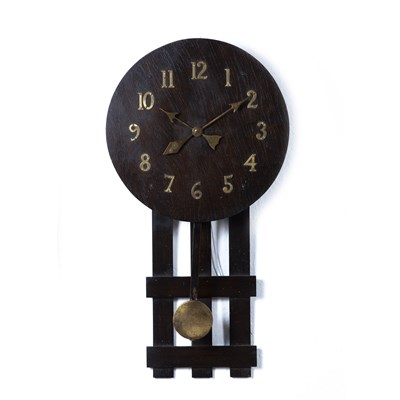 Lot 98 - Arts and Crafts style oak wall clock, with...