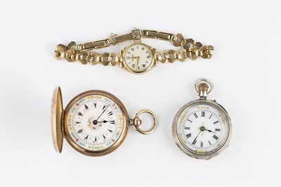 Lot 205 - A hunter fob watch, the circular white dial...