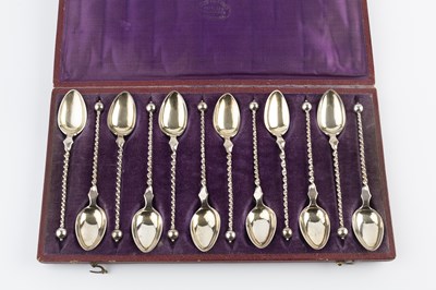 Lot 459 - A set of twelve Danish silver tea spoons, with...