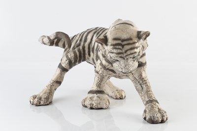 Lot 592 - Keza Rudge (20th Century) Model Tiger raku...