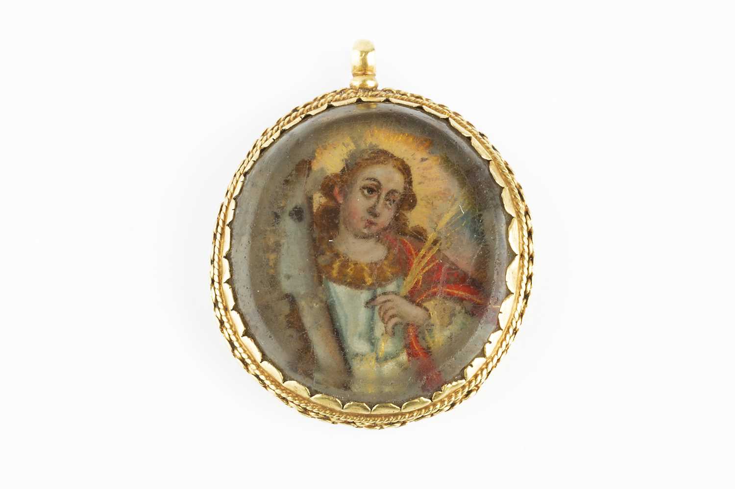 Lot 51 - A reliquary pendant, containing portrait...
