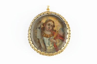 Lot 51 - A reliquary pendant, containing portrait...