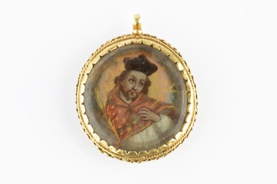 Lot 51 - A reliquary pendant, containing portrait...