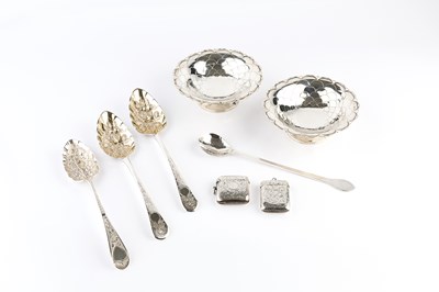 Lot 347 - A pair of silver bon-bon dishes, decorated...