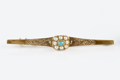 Lot 47 - A late 19th century turquoise panel brooch,...