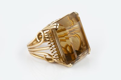 Lot 137 - A French citrine single stone cocktail ring,...