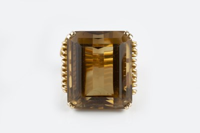 Lot 137 - A French citrine single stone cocktail ring,...