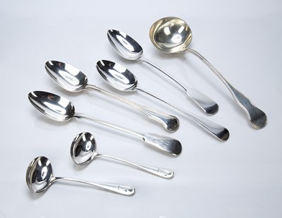 Lot 524 - Collection of silver spoons and ladles...