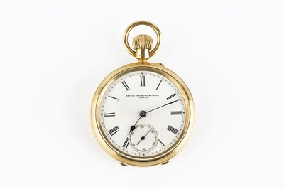 Lot 201 - An 18ct gold open face fob watch, the white...