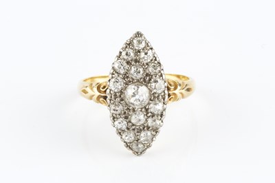 Lot 155 - A diamond panel ring, the navette-shaped panel...