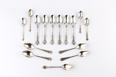 Lot 468 - A set of six late Victorian silver tea spoons,...