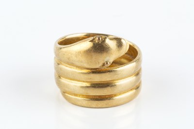 Lot 14 - A 19th century serpent ring, of coiled design,...