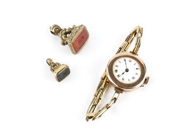 Lot 191 - A lady's 9ct gold cased bracelet watch, the...