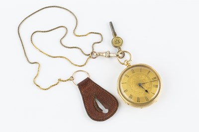 Lot 197 - A Victorian 18ct gold open face fob watch, the...