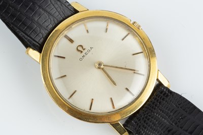 Lot 212 - A gentleman's gilt metal wristwatch by Omega,...