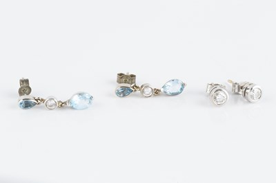 Lot 94 - A pair of diamond ear studs, each round...