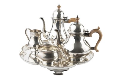 Lot 474 - A silver four piece tea and coffee service, of...