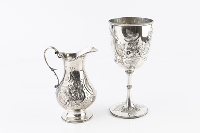 Lot 482 - A mid Victorian silver goblet, embossed and...