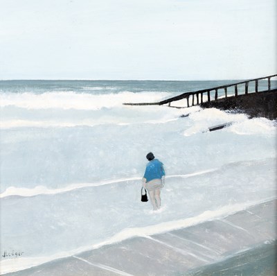 Lot 378 - Janet Ledger (b.1931) Paddling at the Beach...