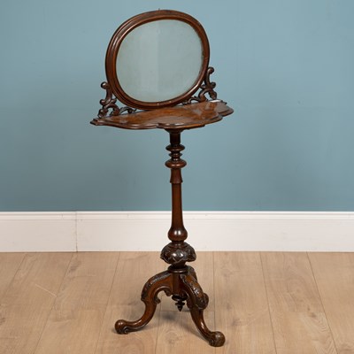 Lot 296 - A Victorian walnut side table with etched...