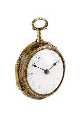 Lot 204 - A horn pair case pocket watch, the white dial...