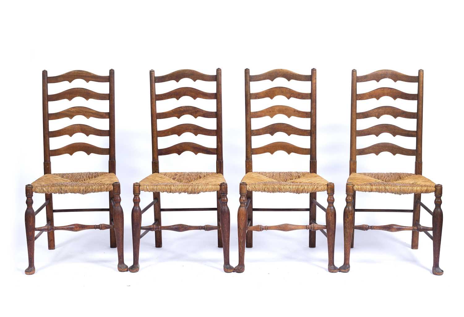 Lot 15 - Heals set of four dining chairs, with raffia...