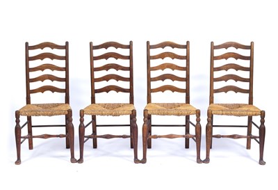 Lot 15 - Heals set of four dining chairs, with raffia...