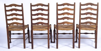 Lot 15 - Heals set of four dining chairs, with raffia...