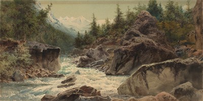 Lot 286 - Arthur Croft (1828-1893) A rushing stream with...