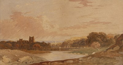 Lot 352 - John Varley (1778-1842) Landscape with ruined...