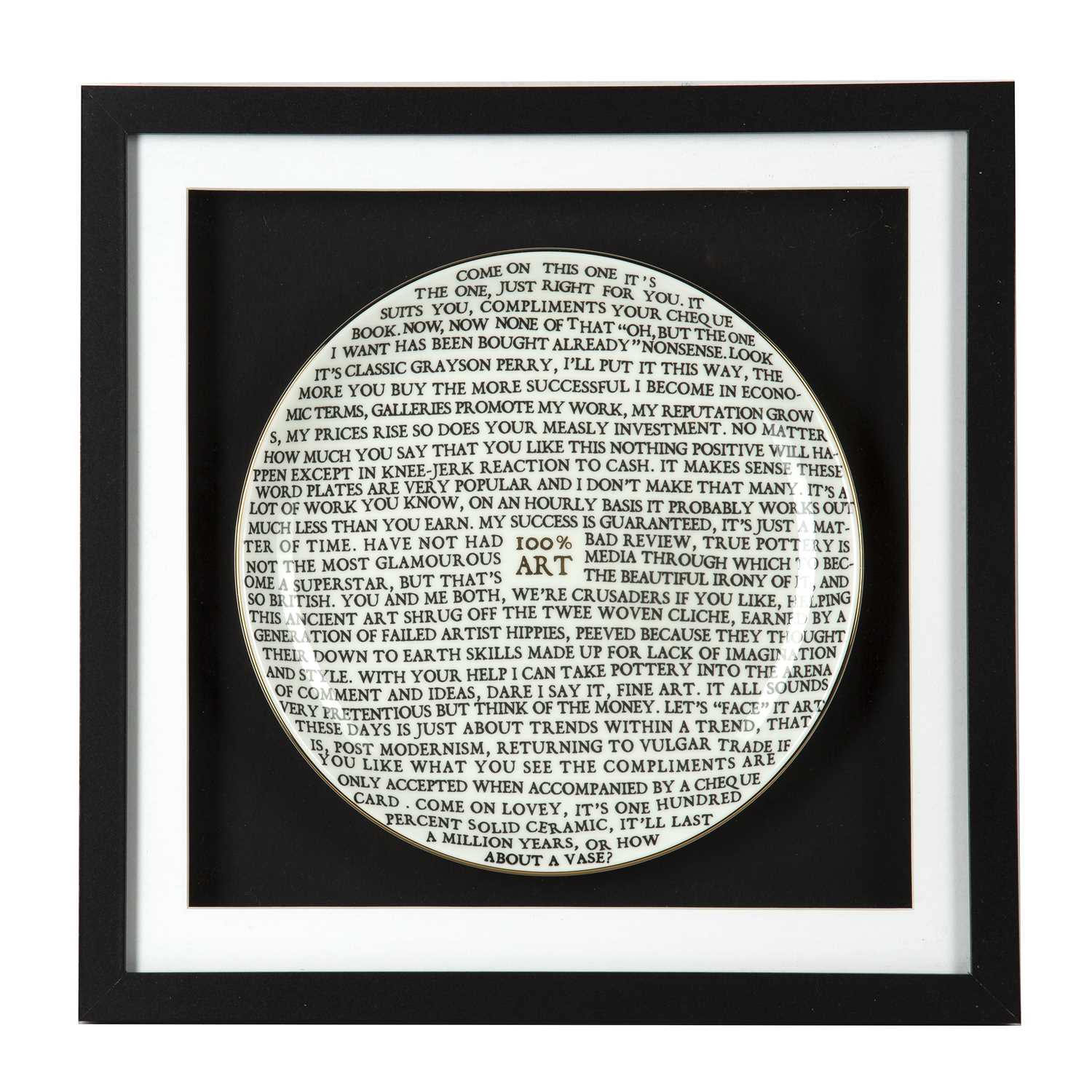Lot 356 - Grayson Perry (b.1960) 100% Art plate, 2020,...
