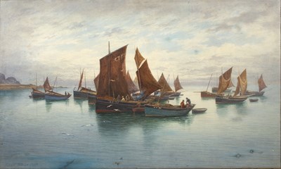 Lot 273 - Robert Dobson (1860-1901) Castletown, fishing...
