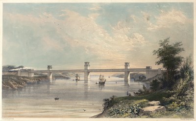 Lot 98 - George Childs 'Britannia Bridge', lithograph...
