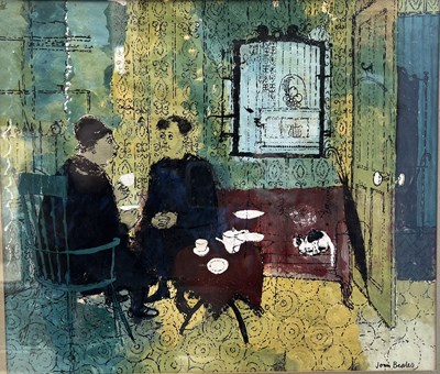 Lot 349 - Joan Beales (20th century) Tea for two, signed,...